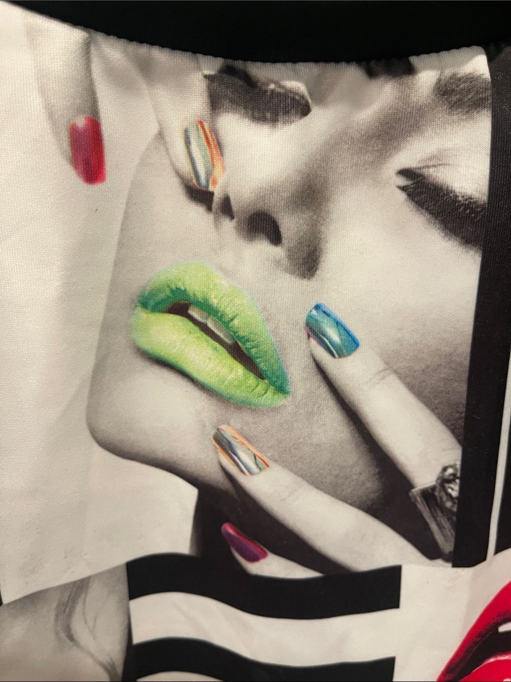 Women’s Graphic Black & White Photo-Print Sweatshirt with Multicolor Accents - Picture 3 of 5